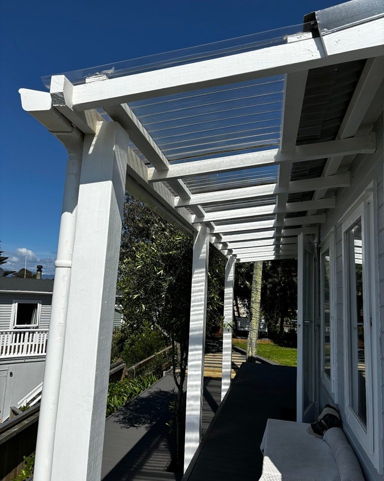 nice white pergola in palmerston north just painted