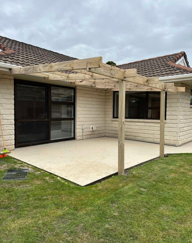 pergola by grass patch in palmerstno north